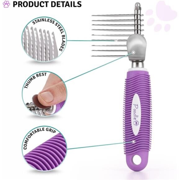 Pet Dematting Fur Rake Comb Brush Tool Dog Rake Brush - Picture 2 of 7